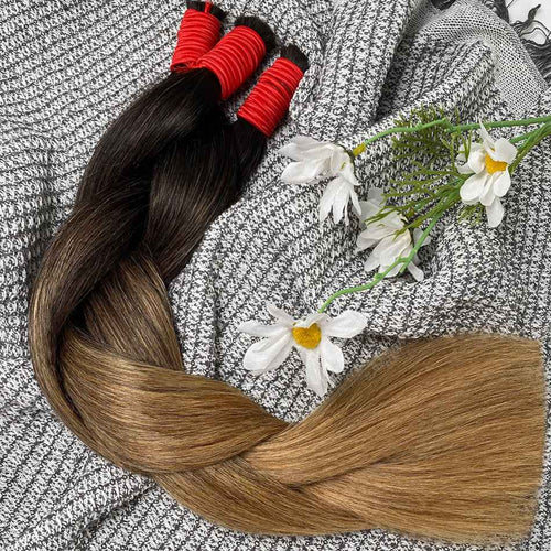 Cabelo Humano Indiano Ombré Black Gold,Textura Deep Wave-1 Feixe