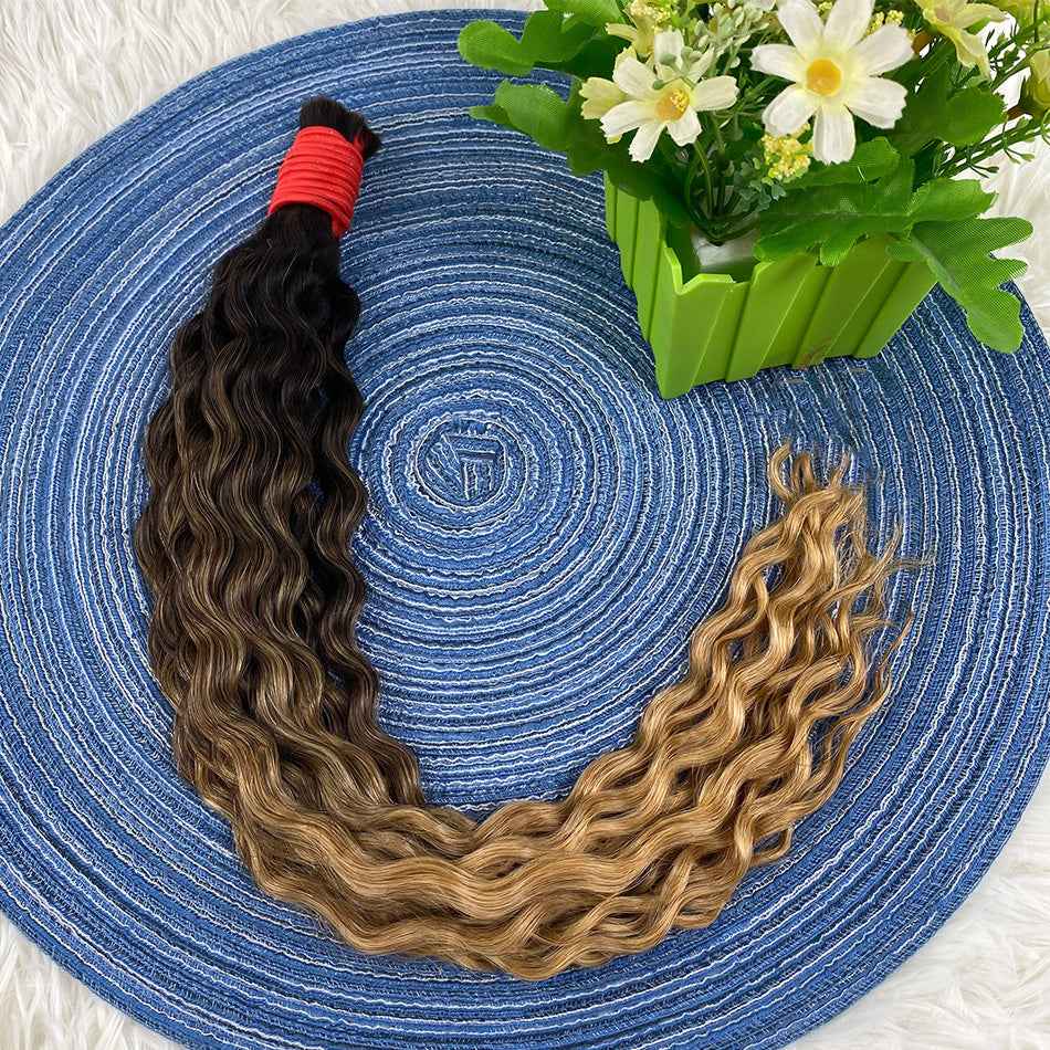 Cabelo Humano Indiano Ombré Black Gold,Textura Deep Wave-1 Feixe