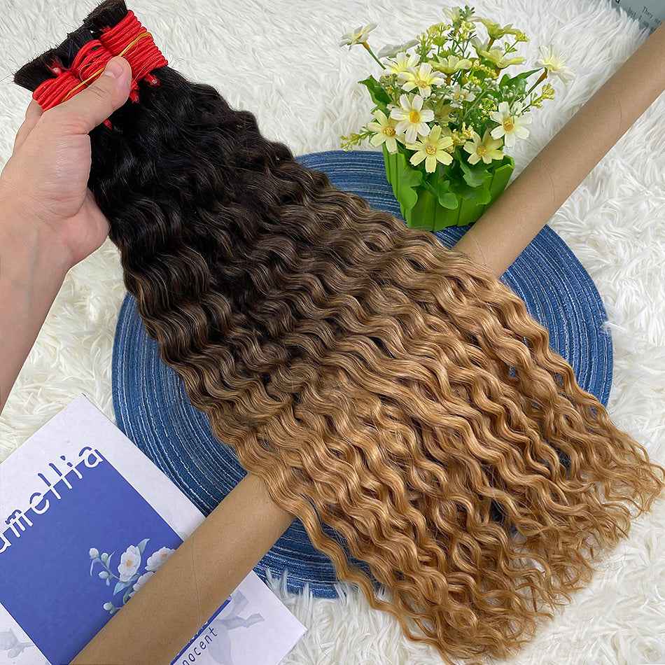 Cabelo Humano Indiano Ombré Black Gold,Textura Deep Wave-1 Feixe