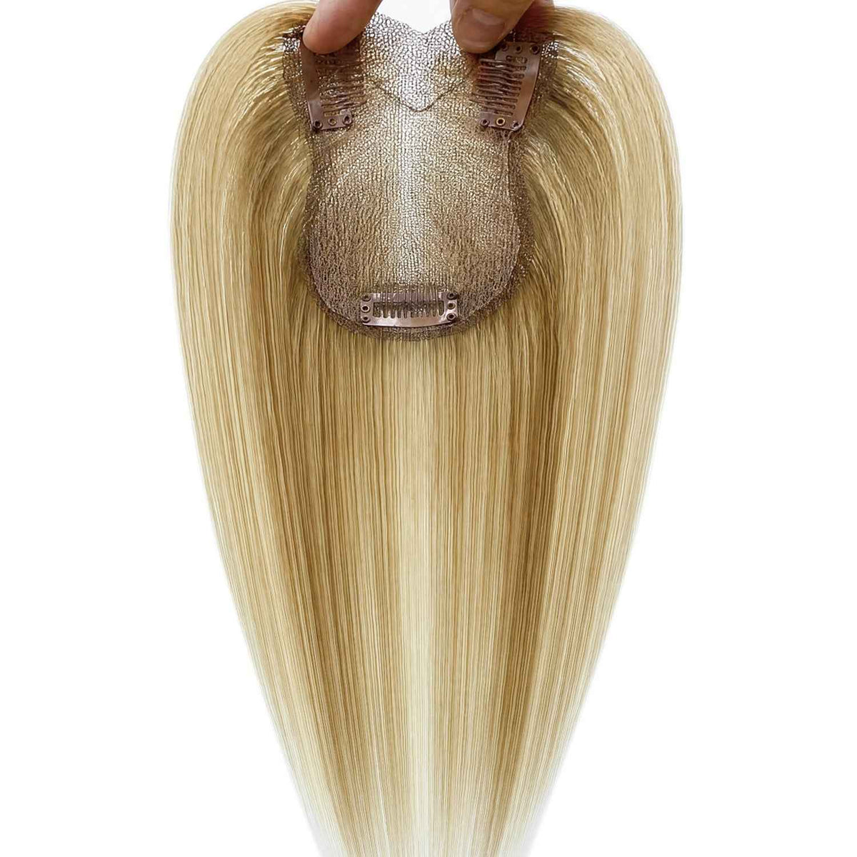 OCEAN Topo de Cabelo Humano Dourado, Base de Lace Invisível de Camada Dupla — 1 Feixe