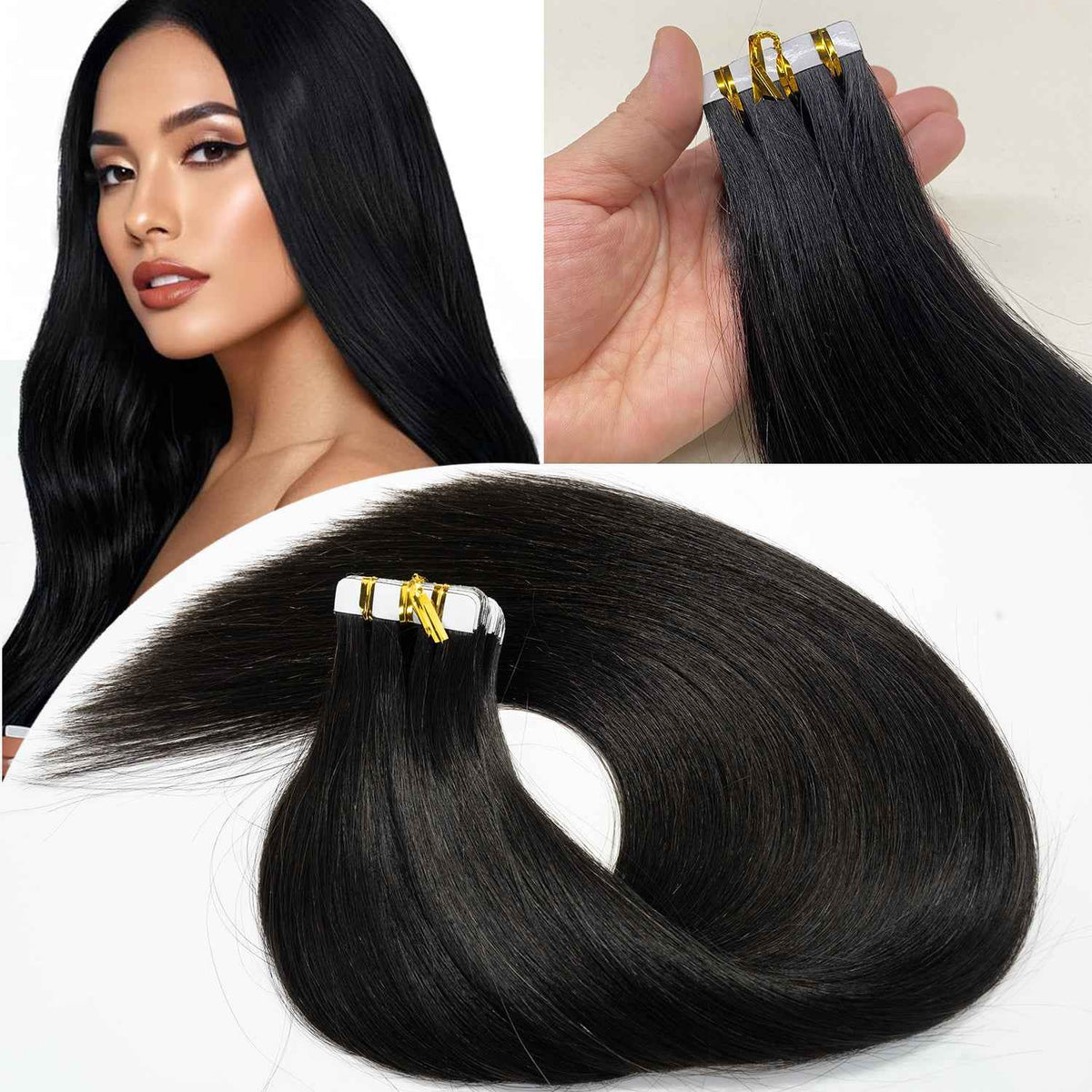 OCEAN Cabelo Vietnamita – 20 Extensões de Fita Adesiva, Cabelo Liso 100% Natural-1 Feixe