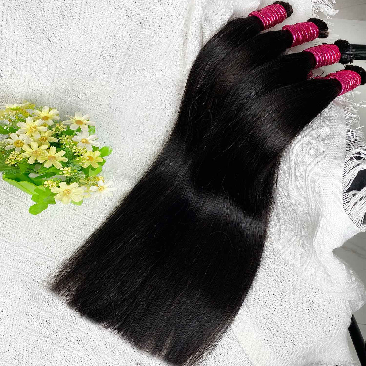 Cabelo Humano Indiano Bruto em Agranel Virgem Liso Cor Natural