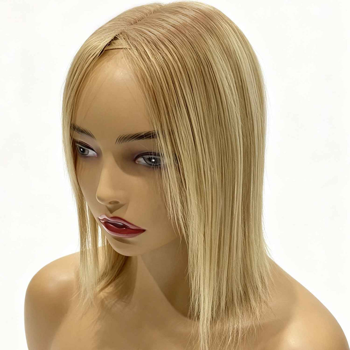 OCEAN Topo de Cabelo Humano Dourado, Base de Lace Invisível de Camada Dupla — 1 Feixe