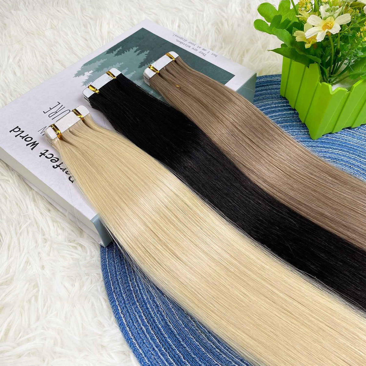 OCEAN Cabelo Vietnamita – 20 Extensões de Fita Adesiva, Cabelo Liso 100% Natural-1 Feixe