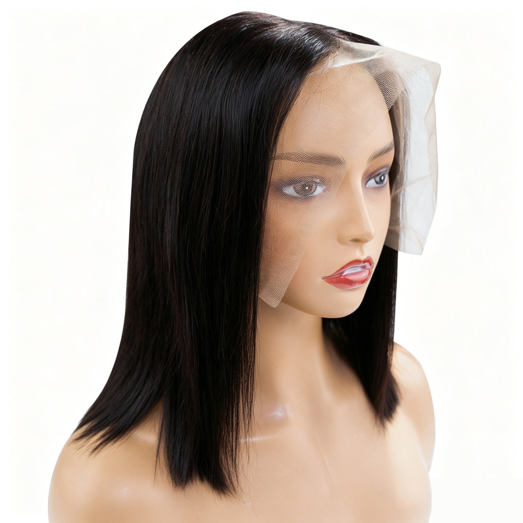 Nova Peruca Estilo Short Bob Lace Front 13x4 Densidade de 200% Cabelo Humano Liso