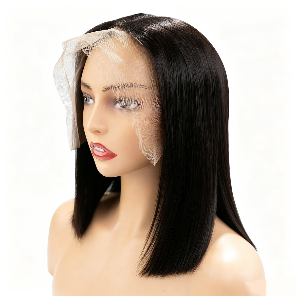 Nova Peruca Estilo Short Bob Lace Front 13x4 Densidade de 200% Cabelo Humano Liso