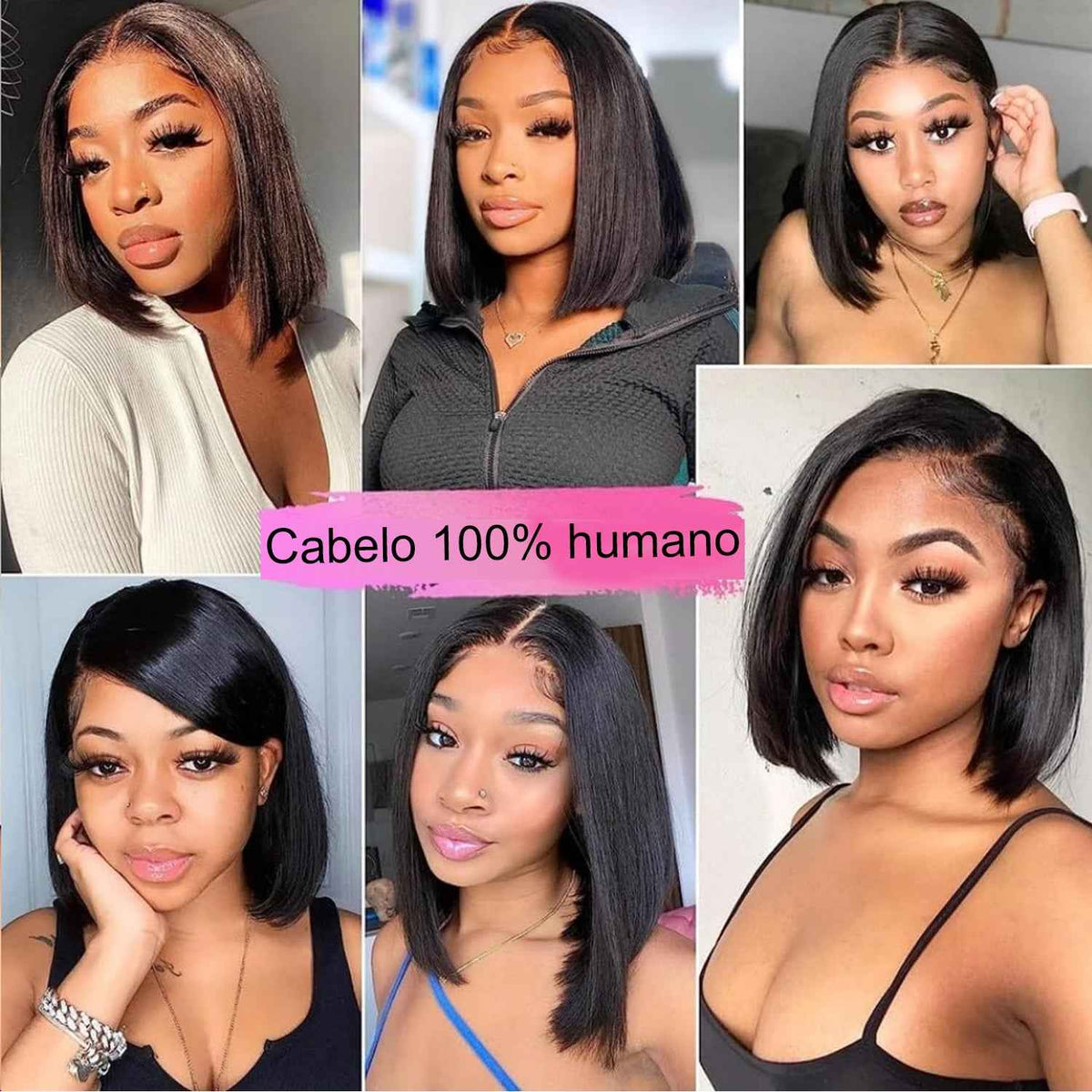 Nova Peruca Estilo Short Bob Lace Front 13x4 Densidade de 200% Cabelo Humano Liso