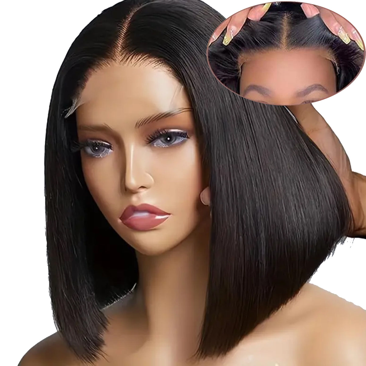 Nova Peruca Estilo Short Bob Lace Front 13x4 Densidade de 200% Cabelo Humano Liso