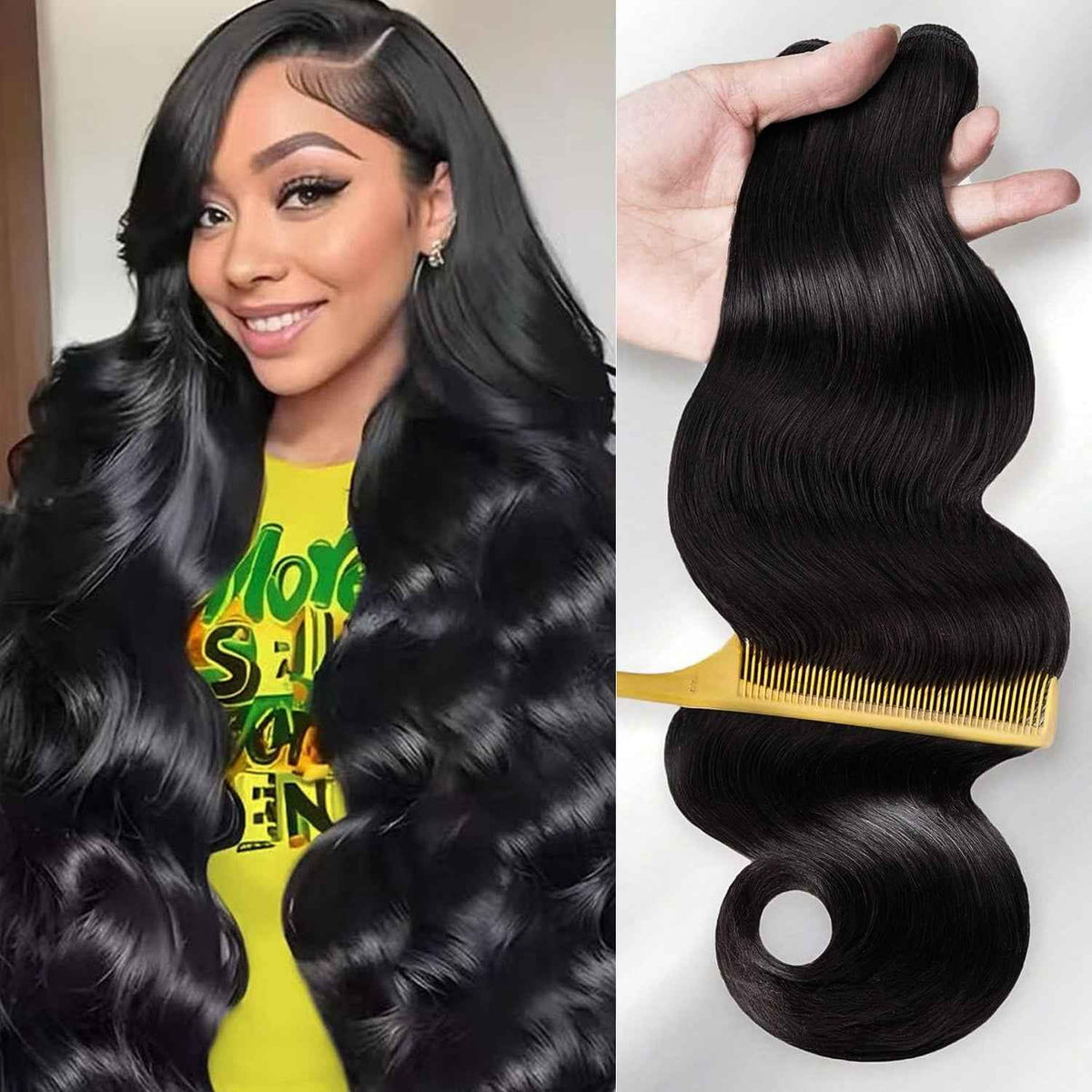 OCEAN Cabelo Humano Ondulado Body Wave-1 Feixe